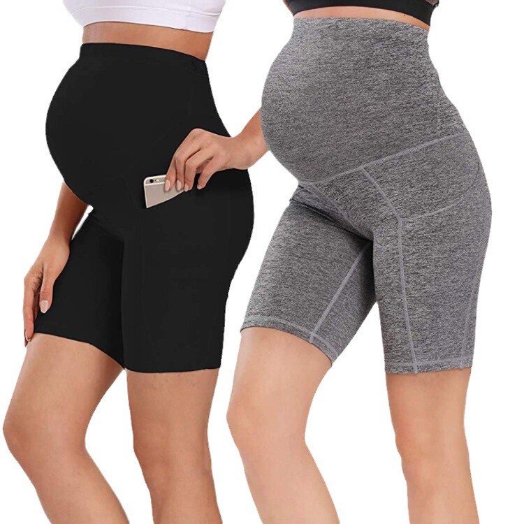 Yoga Shorts with Pocket for Pregnant Women Teum Cross-border European and American Pregnant Leggings High Waist Abdomen-supporting Shorts
