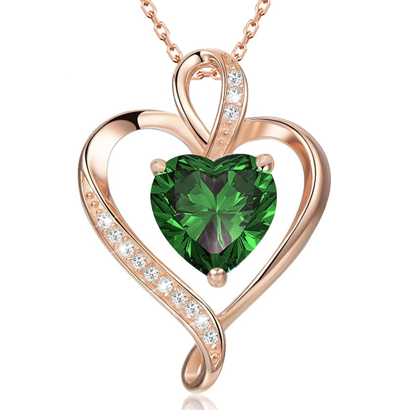 Heart Shaped Double Layer Necklace In Sterling Silver For Women_voghion.com