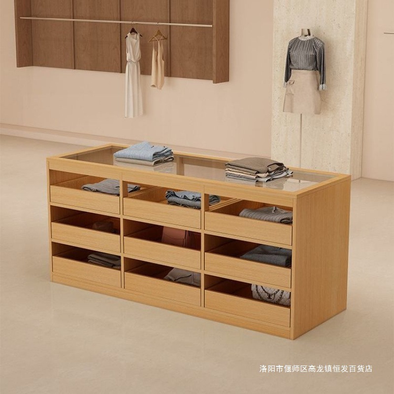 服装店收银台中岛柜台流水展示台摆件饰品陈列柜展示吧台陈列玻璃