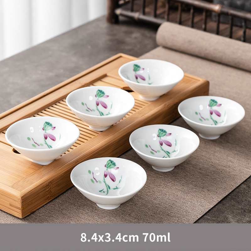 화이트 도자기 그릇 컵-연꽃 6 팩