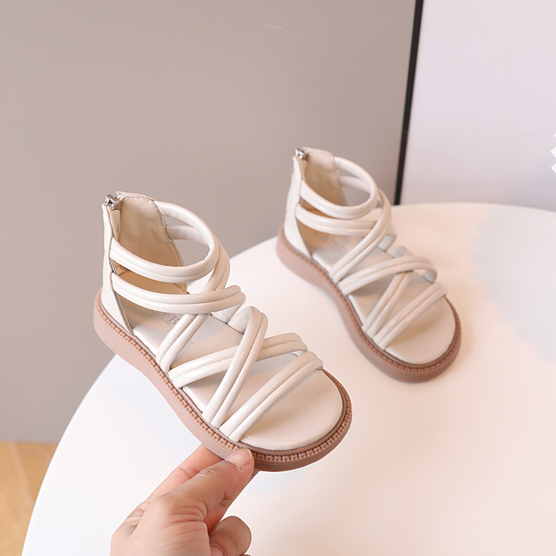 Sandalias romanas para niña, novedad de verano 2024, zapatos de bebé a la moda: zapatos de princesa con punta abierta para niños grandes y niñas pequeñas_voghion.com