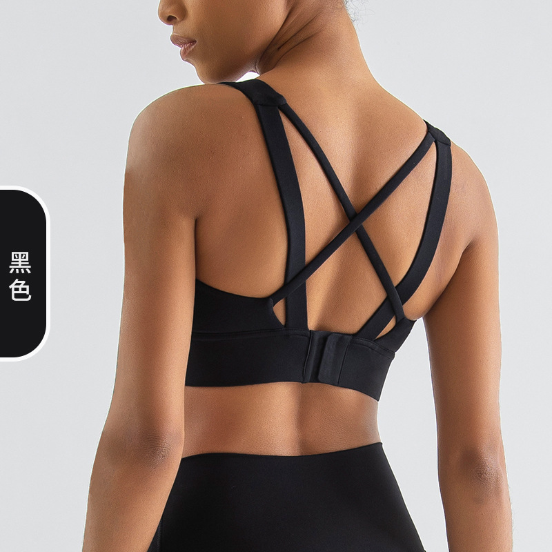 ropa interior deportiva personalizada fija cojín de pecho corrida amortiguamiento deportivo sujetador de acondicionamiento físico amortiguamiento convergente ropa interior de belleza cruzada espalda