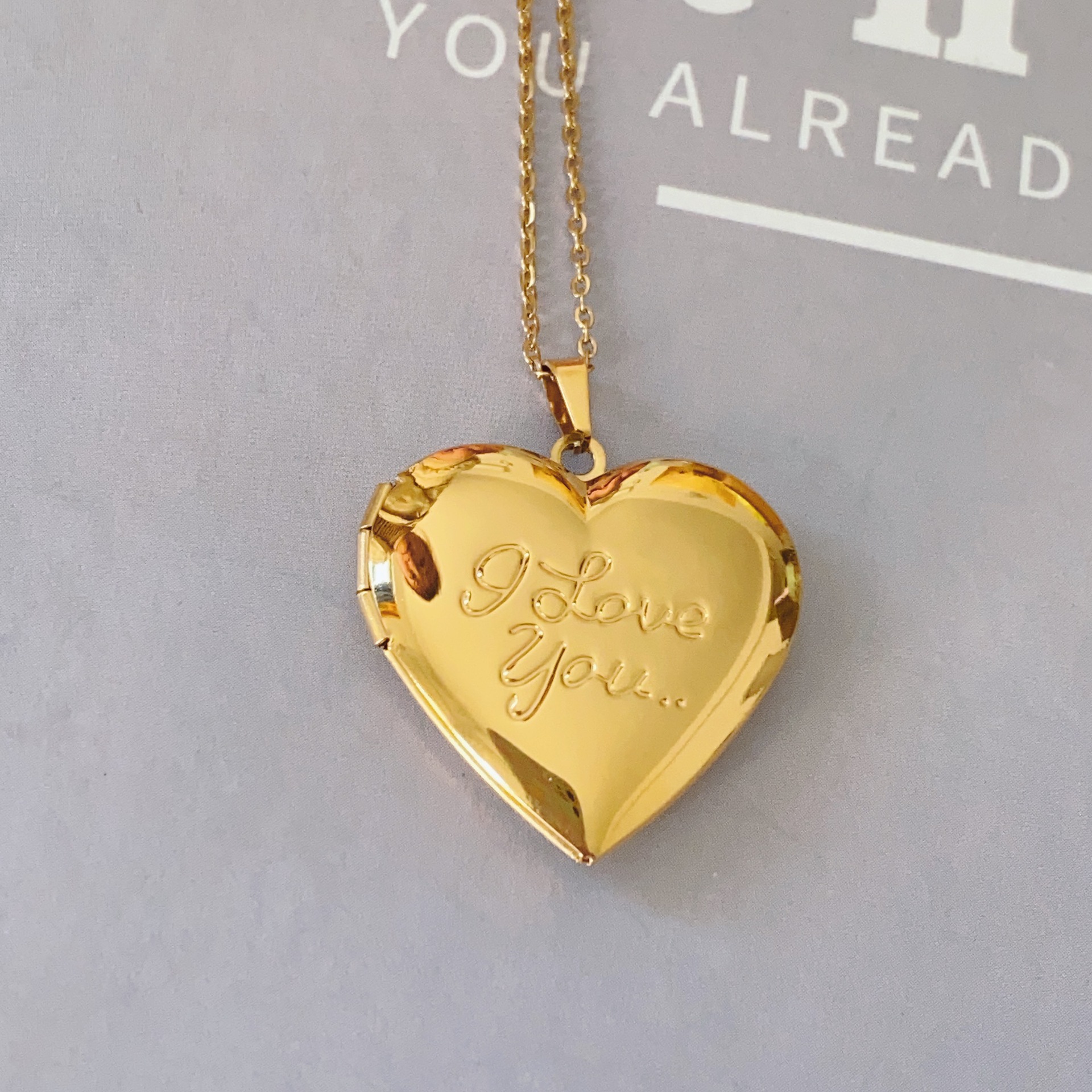 Locket Necklace Classification Titanium Steel Chain Material 1 Piece Quantity 18K Gold Plated Rose Gold Plated White Gold Plated 316 Stainless Steel Titanium Steel Ion Plating (IP) Letter Heart Shape IG Style Locket Necklace For Unisex