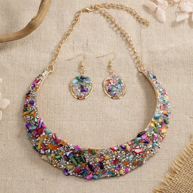 Bohemian Multicolor Alloy Inlay Artificial Gemstones Rhinestones Women's Jewelry Set display picture 5