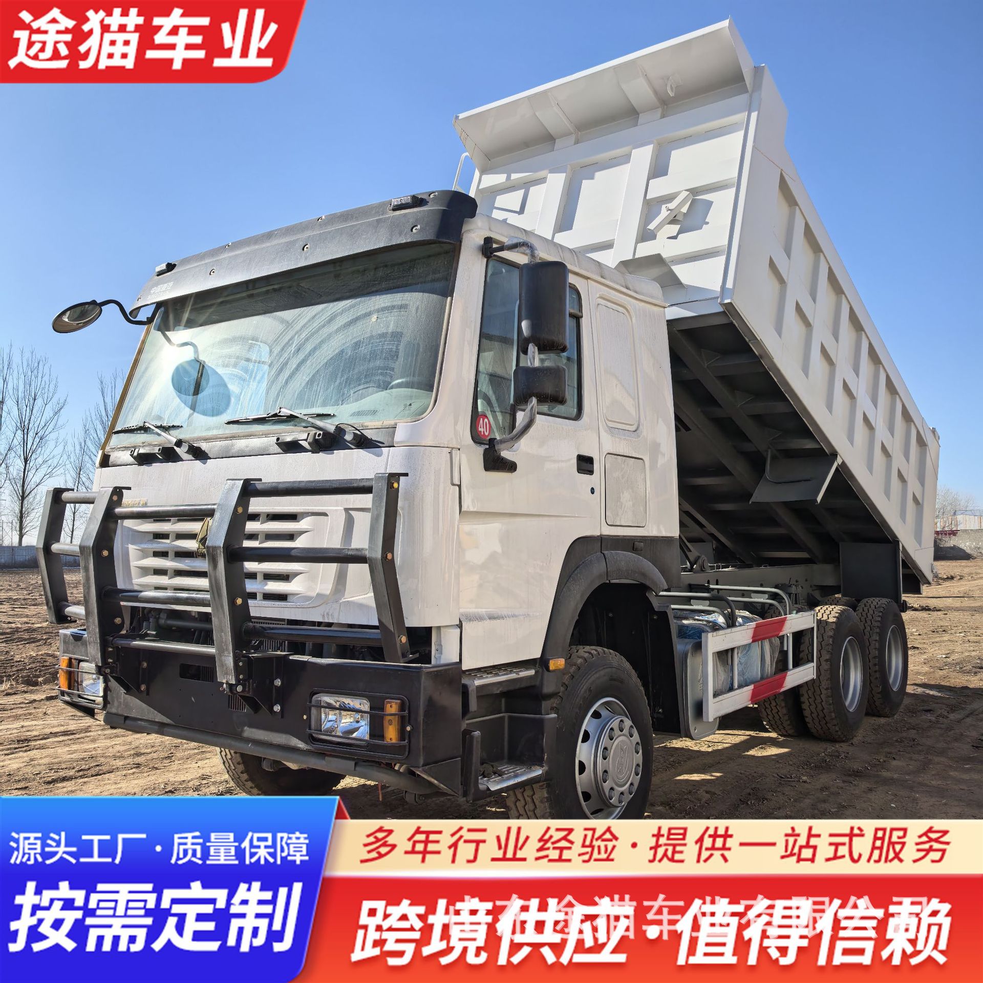 Cross-Border Earthmoving Howo Dump Truck, Factory Front-Four-Wheel and Rear-Eight-Wheel Dump Truck for Transporting Soil, 10-Wheel Rear-Turning Dump Truck