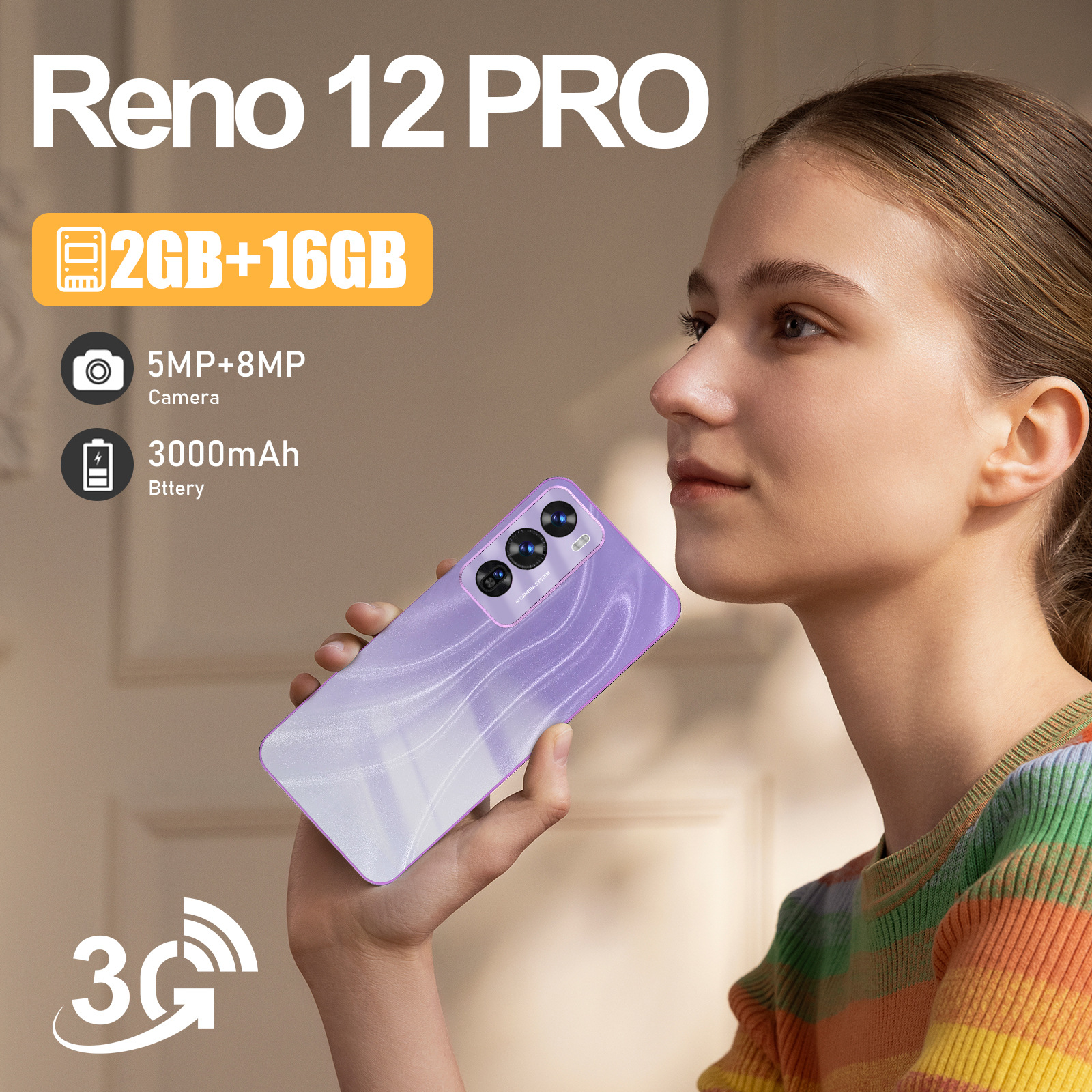 Cross-border mobile phone Reno 12 Pro 6.56 inch incell large screen (2 16) memory 3G all-in-one factory