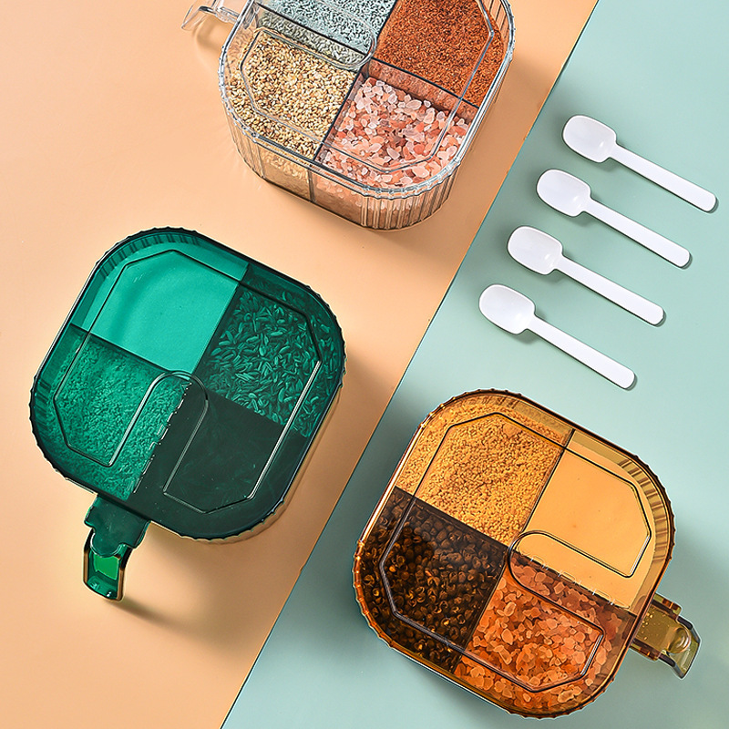 Luz de lujo condimento tarro condimento caja integrada multi-rejilla hogar cocina condimento sal caja de almacenamiento condimento botella combinación traje