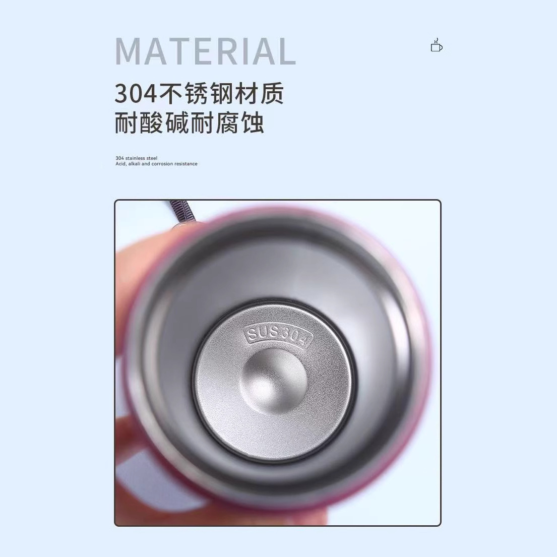 Amazon japonés elemento taza 304 taza de acero inoxidable doble vacío taza de paja boca de pato taza al por mayor