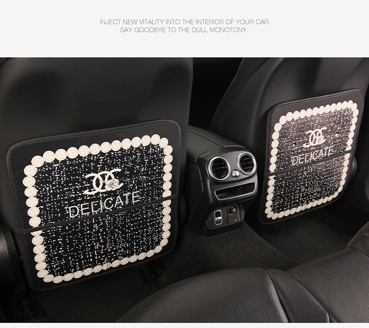 Xiaoxiangfeng Car Anti-Kick Mat Double-C Storage Anti-Kick Mat Seat Back Anti-Stain Children's Dirt-Resistant Pu Floor Mat Foot Mat