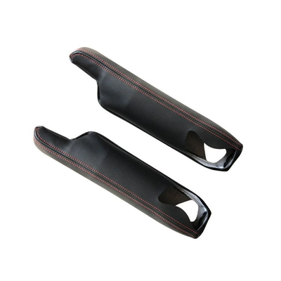 Suitable for Land Rover Freelander 2 Seat Side Armrest Gloves God Driving Inner Armrest Leather Cover Refurbished and Modified (Sürətlər qutusu və əl tormozu başlıqları) - land-rover-freelander-2-side-gloves-black-leather-red-line-pair