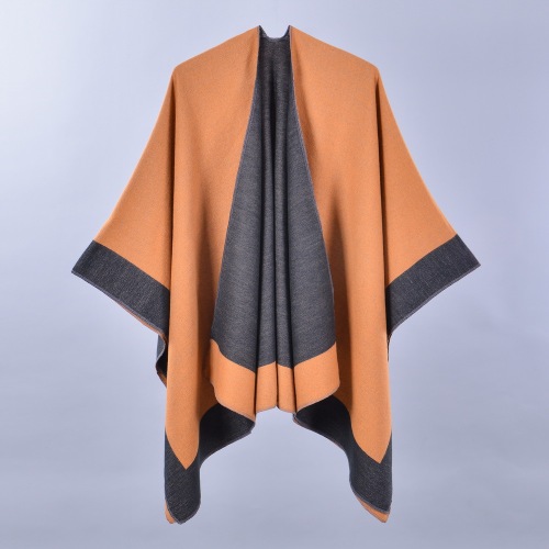  New Women's Spring Scarf Shawl Fashion Versatile Solid Color Four Seasons Imitation Cashmere Slit Cape Amazon