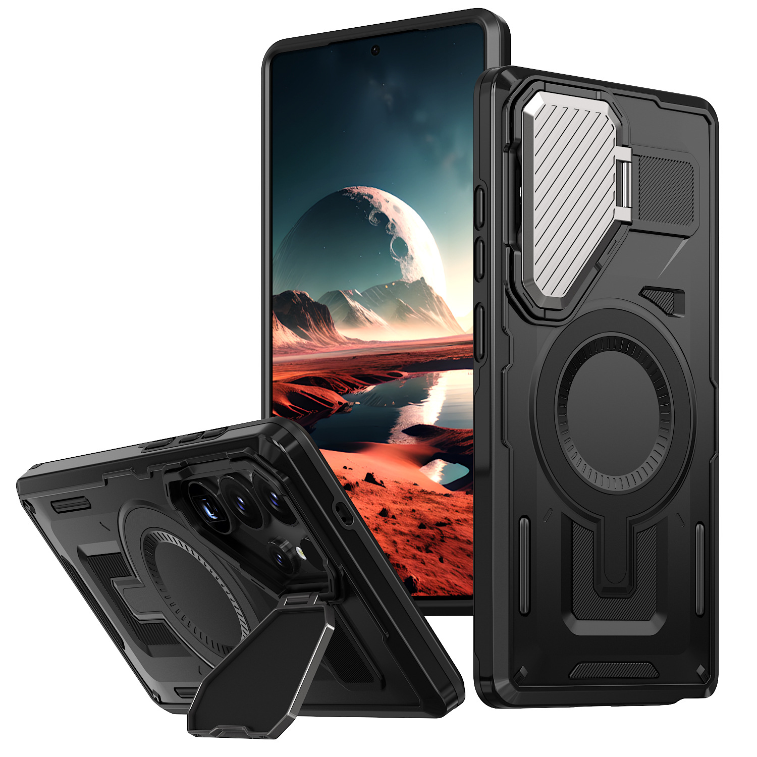 Adecuado para Samsung S25Edge extraordinaria funda para teléfono móvil Aegis S24FE soporte de lente de carga magnética funda protectora anti-caída
