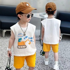 Cotton Children's Short-Sleeve T-Shirt 2024 Unisex Kids Summer New Cartoon Print Breathable Stylish Thin Top Trendy