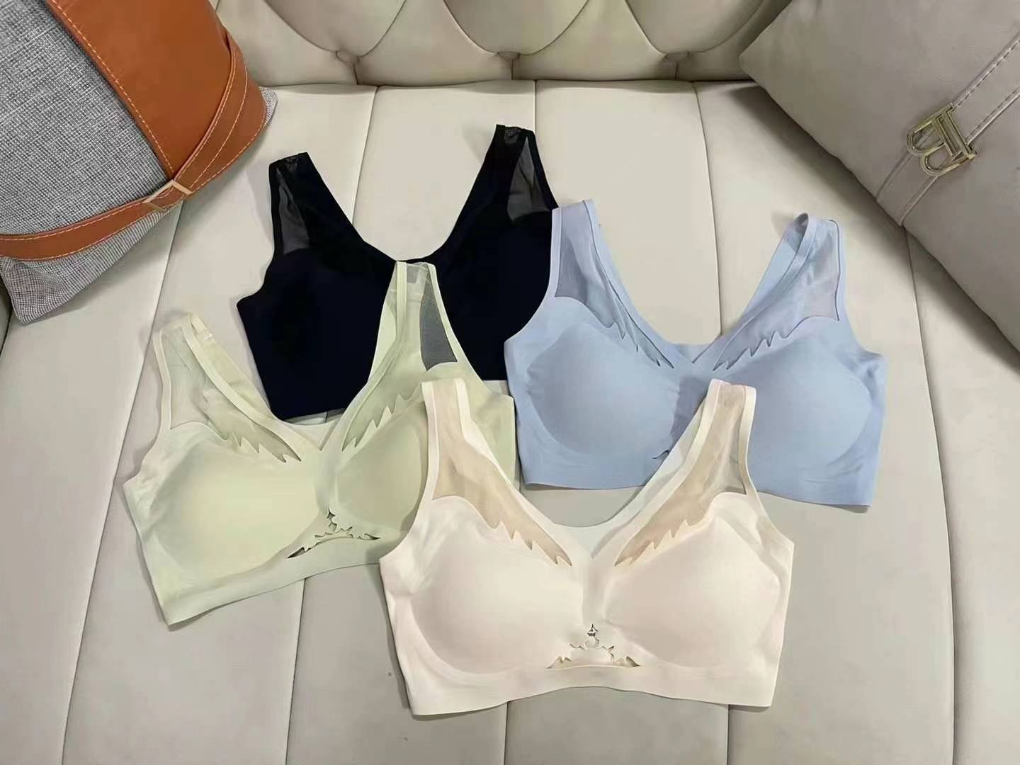 Nueva taza de látex sin marcas de alta calidad, chaleco de dama sin anillo de acero, bra de yoga, ropa interior deportiva, mujer al por mayor