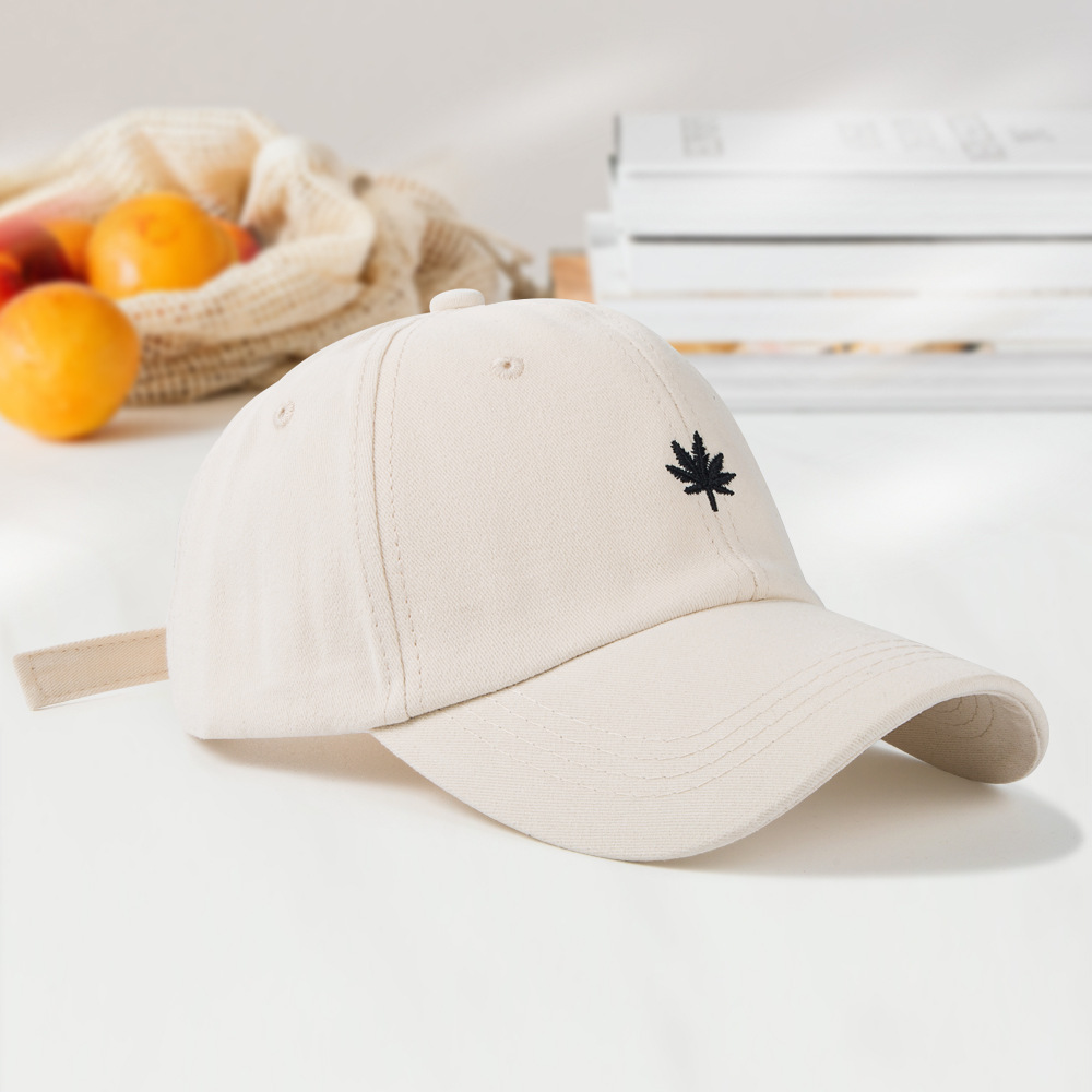 Maple Leaf Embroidered Baseball Cap Korean Age-reducing Caps College Wind Curved Eaves Sunshade Hat display picture 6
