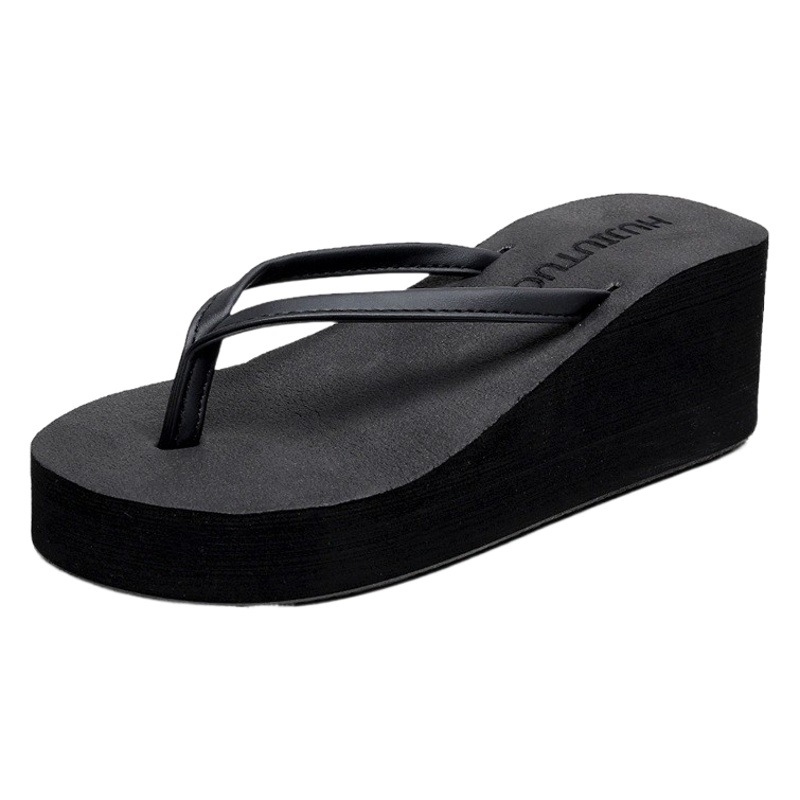 Outward Wear Student Flip-Flops Women's Summer Non-Slip Sandals Simple Beach Slippers Flip-Flops Korean Style Wedge Thick Sole