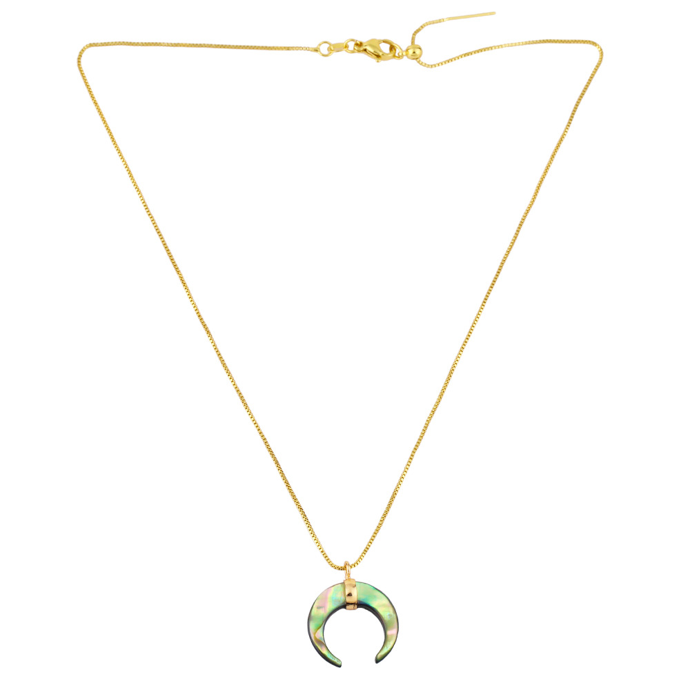 Jewelry Geometric Crescent Pendant Shell Moon Horn Pendant Clavicle Chain Necklace