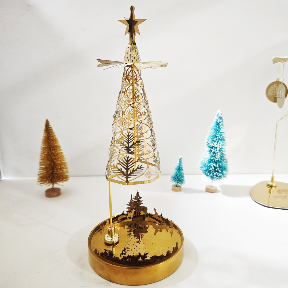 FUENTE fabricante Amazon INS creativo regalo de Navidad aromaterapia cono luz y sombra romántica giratoria Candelabro Linterna