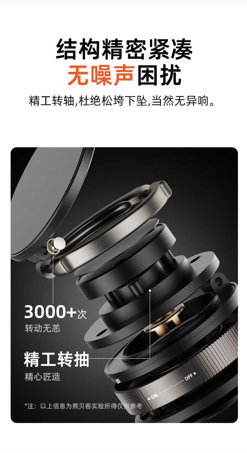 Car-Mounted Vacuum Magnetic Phone Holder, New Model, Convenient and Foldable, 360-Degree Rotating In-Car Live Streaming and Navigation Stand