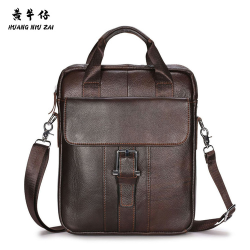 New casual men's briefcase first layer cowhide men's shoulder bag crossbody handbag