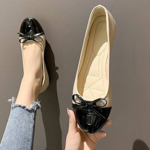 Spring Korean Style Round Head Flat Fashion Casual Plus Size Women's Low-Top Casual Bowknot Women's Single Shoes