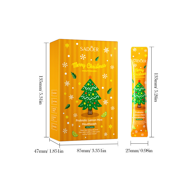 Inglés completo Sadoer Navidad probióticos limón verde menta enjuague bucal limpio oral desechable comercio exterior transfronterizo image 5