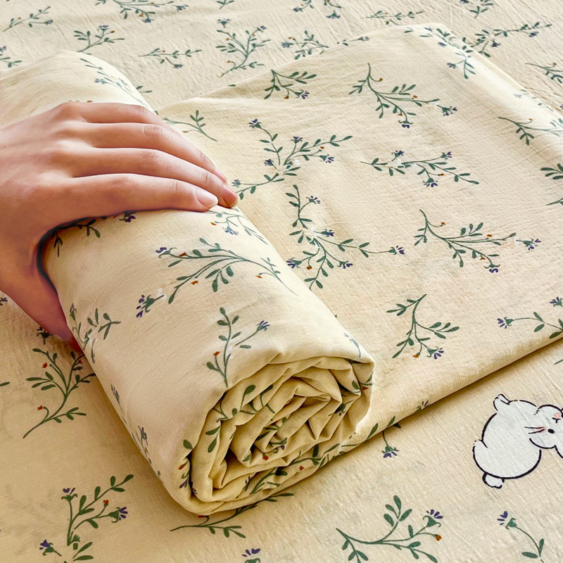 Sábanas de gasa de doble capa de una sola pieza nueva, sábana para dormir desnuda, juego de tres piezas, cama doble de celebridades de Internet, cama kang, sin correr, sin resbalar