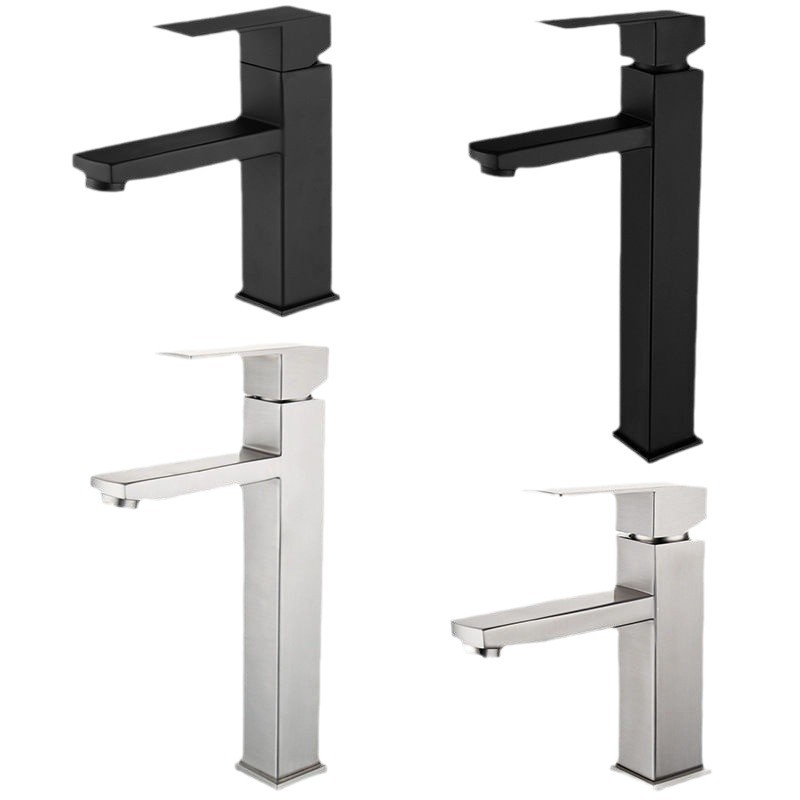 304 lavabo cuadrado negro de acero inoxidable grifo de agua fría y caliente baño doméstico gabinete de baño grifo fabricante al por mayor