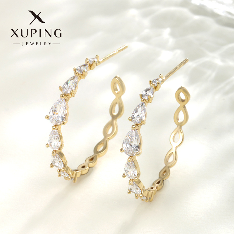 Pendientes de Aleación Xuping, Modernos, Estilo Minimalista, Versión Coreana, Pendientes en Forma de C para Mujer