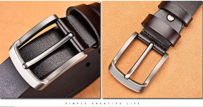 Men's Pin Buckle Leather Belt Business Casual Versatile Waistband Simple Fashion Cross-border Best Seller One-piece Dropshipping Custom Label
