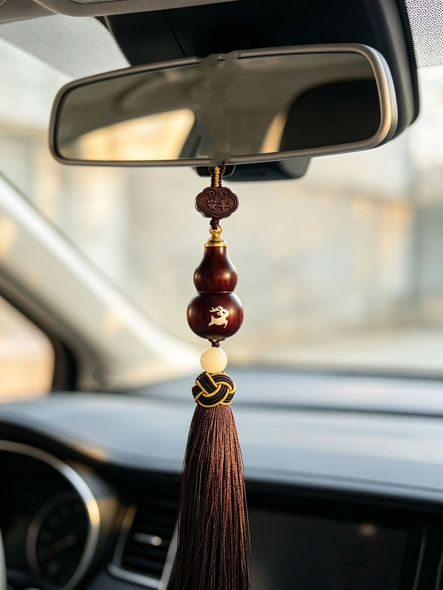 Purple sandalwood wooden gourd car pendant for the Year of the Snake, high-end men's car decoration, new model hanging ornament gift