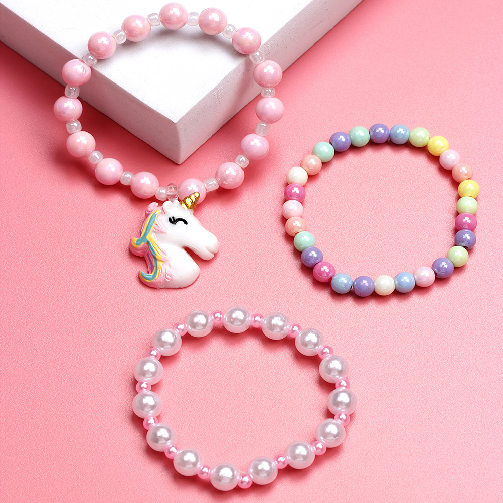 Cute Unicorn Beaded Plastic Kidu0027S Bracelets 1 Set