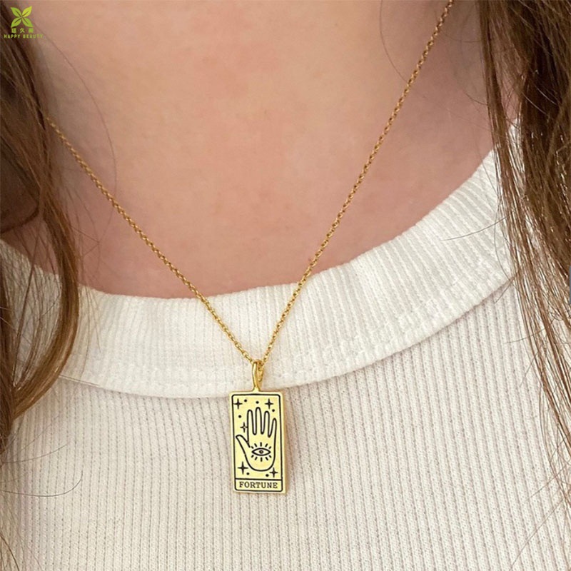 Fashio Painting Tarot Pendant Metal Necklace