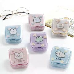 Cartoon Portable Invisible Contact Lens Case, Circle Lens Storage Box Companion, Cute Candy Color Care Box