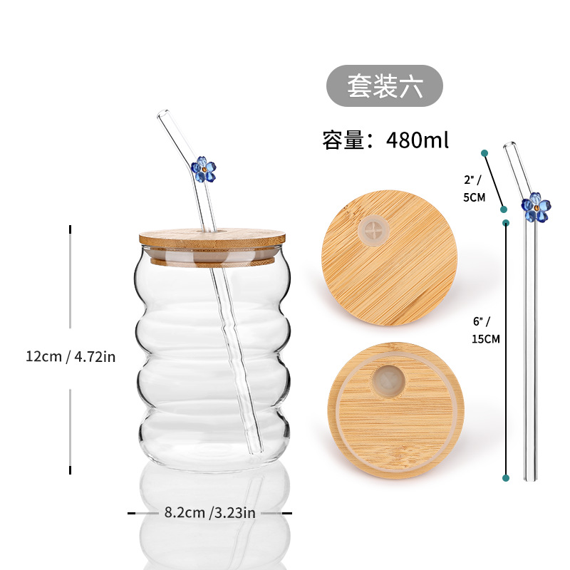 Transfronterizo Amazon venta caliente alta taza de vidrio de silicona resistente a altas temperaturas con paja taza de café Coca-Cola ins taza de agua portátil image 12