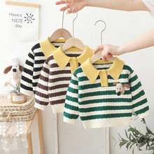 一件代发2025新款男童毛衣套头洋气小童秋冬装儿童针织polo衫加厚