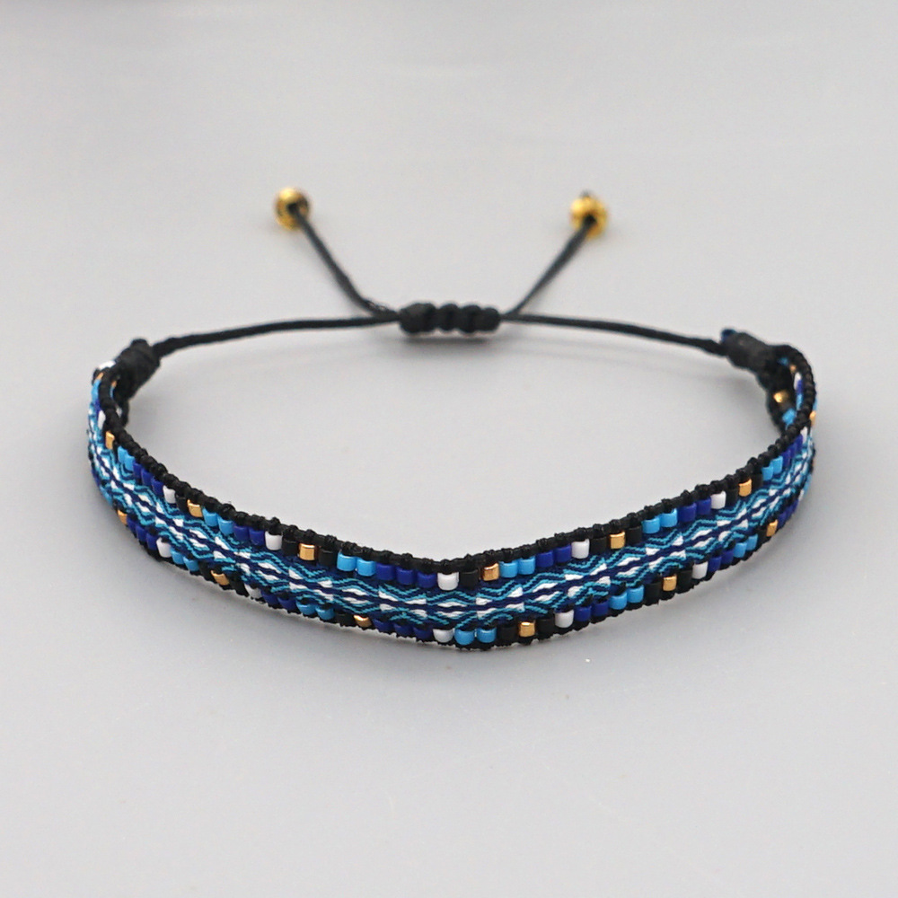 New Blue Beaded Demon Eye Tassel Personality Stacking Bracelet display picture 2