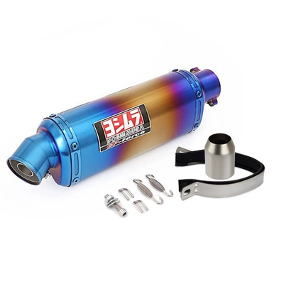 throat stainless steel — Motorcycle exhaust pipe - 370mm-half-blue