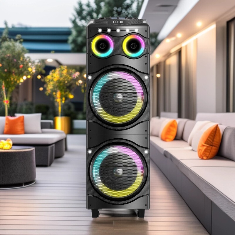 Jbi Dual 12inch Wooden Speaker with Pvc Cover, Outdoor Bluetooth USB Tf Wireless Microphone, Led Rechargeable New Model Jbi Dual 12inch Wooden Speaker with Pvc Cover, Outdoor Bluetooth USB Tf Wireless Microphone, Led Rechargeable New Model