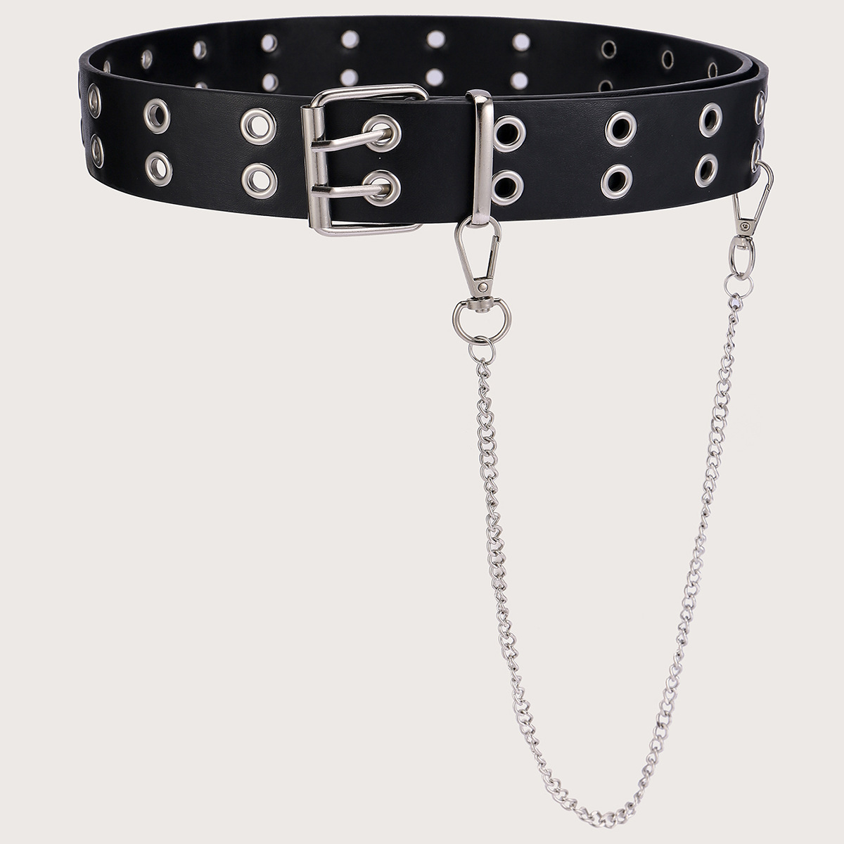 Fábrica al por mayor de las mujeres hebilla cinturón moda las mujeres doble fila agujero de aire decorativo jeans cinturón las mujeres