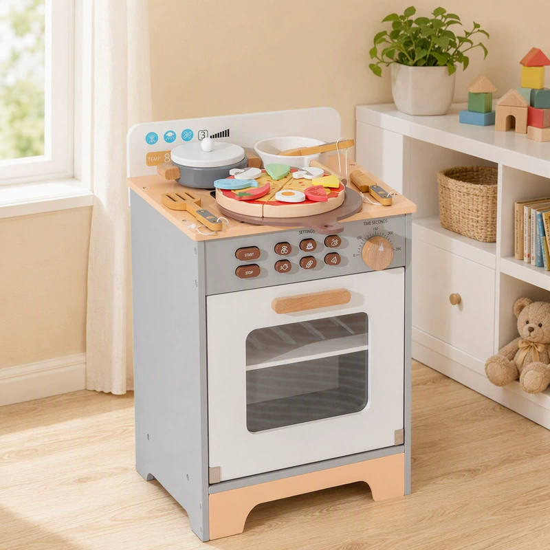 Детская деревянная игровая кухня с холодильником и духовкой развивающая игрушка