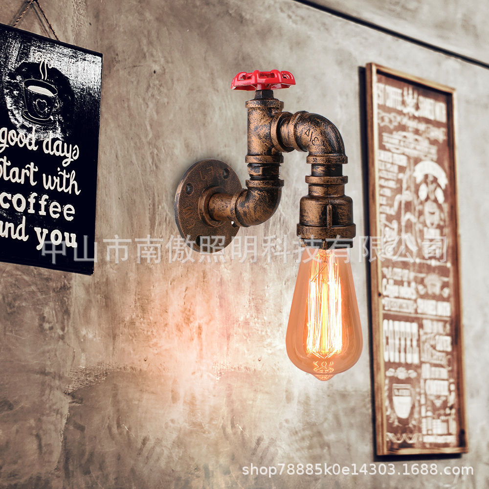 American country retro industrial style retro wall lamp bedroom iron bed & breakfast restaurant bar lighting indoor bedside lamp
