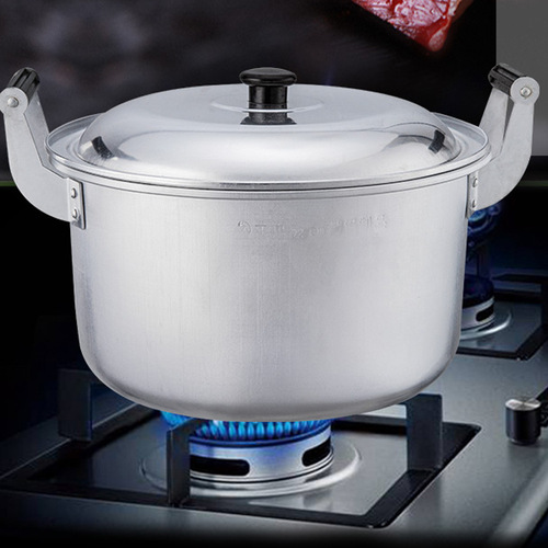 Old-fashioned large aluminum pot, deepened and thickened aluminum alloy double-eared small soup pot, household large-capacity gas-fired water pot stew pot