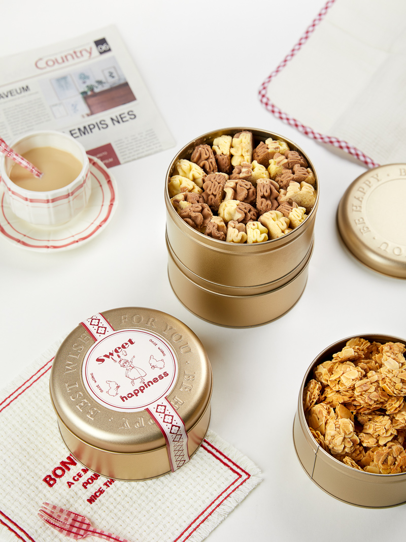 Caja de galletas de Navidad caja de hierro horneado pastel de Año Nuevo dulces latas de cacao frágil