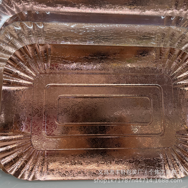 Fábrica directa fiesta bandeja de papel desechable 1200 gramos bandeja de película de aluminio de oro para niños platos de papel de cumpleaños