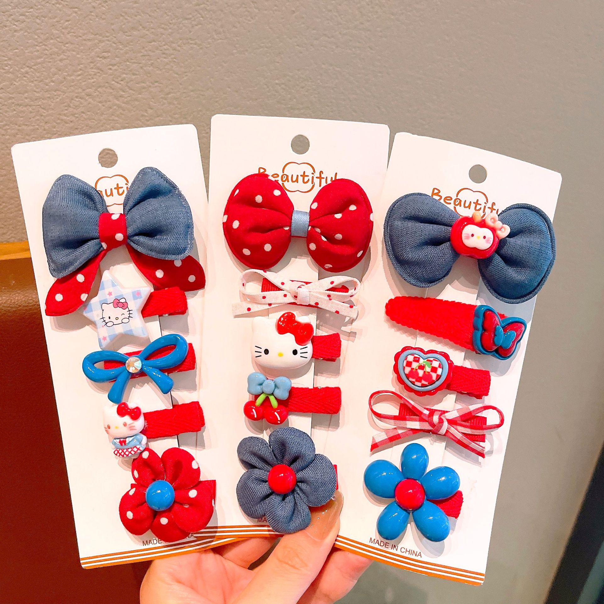 Niños nuevos clips para el cabello de gatos niñas lindos tocadillos rojos en línea frente rotura clips para el cabello de bebé joyería para el cabello de pestaña