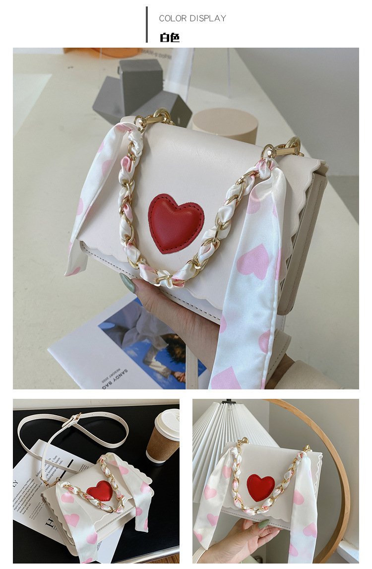 Fashion Silk Scarf Woven Chain Solid Color Heart Shoulder Bag Wholesale Nihaojewelry display picture 3