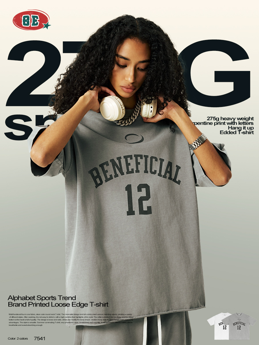 Be mujer ropa| 2025 verano cartas de marca de tendencia europeas de manga corta camiseta suelta de hombre de alta calidad image 4