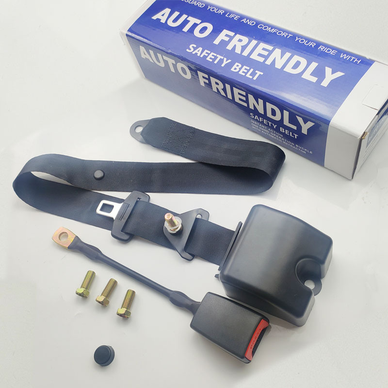 Ke Che Automatic Retractable Three-Point Seat Belt with Emergency Locking (Car seat belt) - ptk3-black-one-set-per-box-with-screws