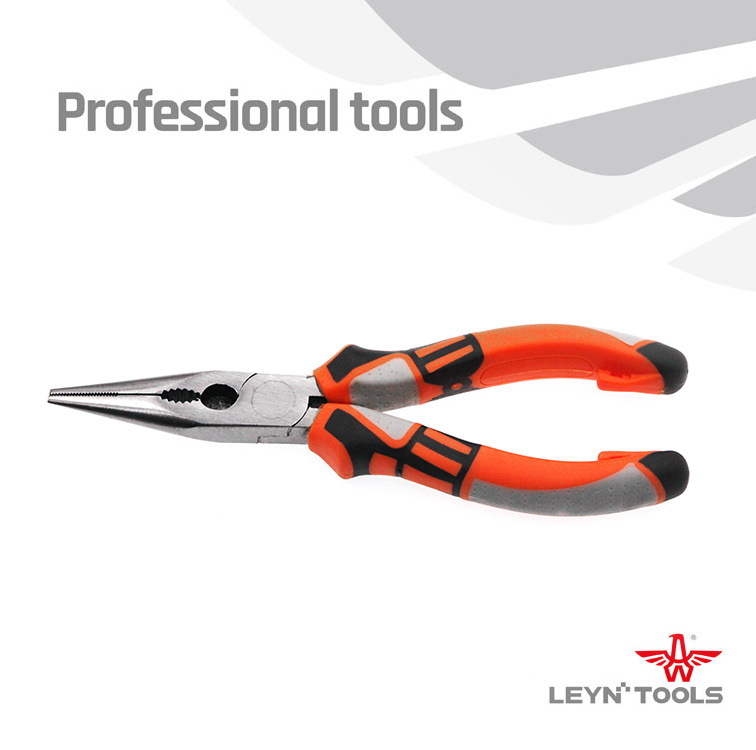 利鹰品牌厂家直销6-8寸尖嘴钳德式抛光三色带钩金刚柄尖嘴钳